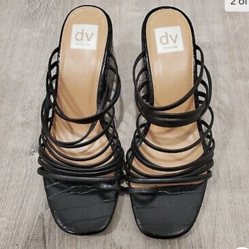 DV DOLCE VITA Feeny Block Heel Sandal Strappy Black Size 10
